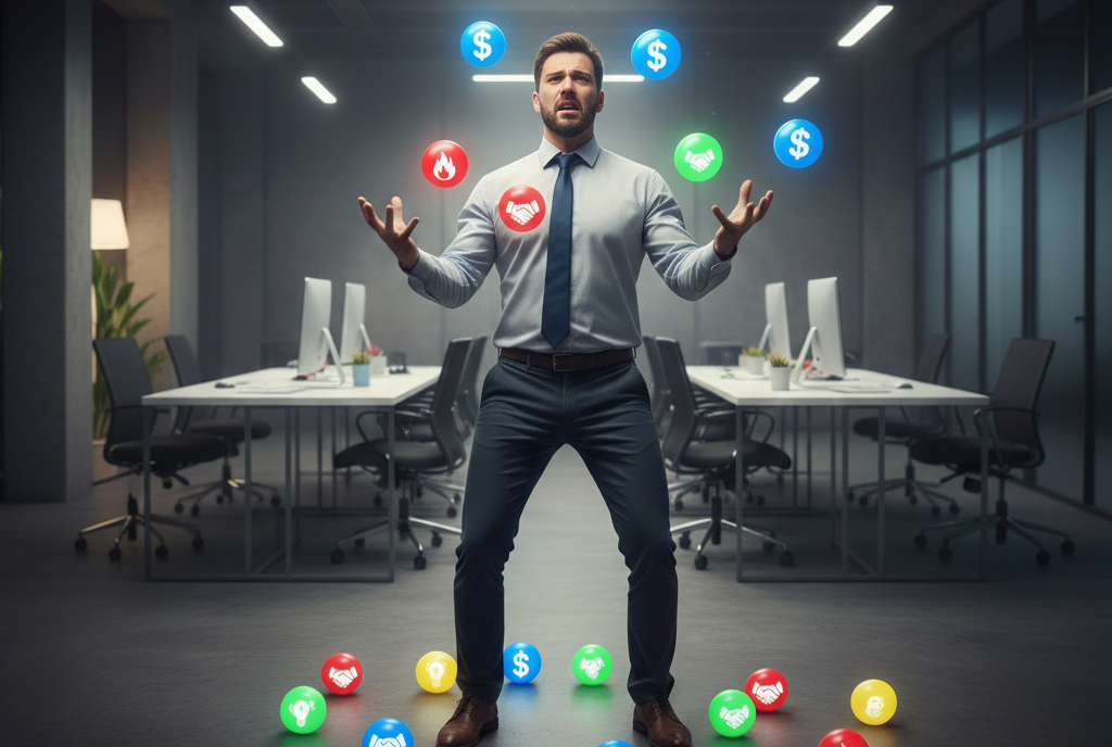 בעל עסק בלחץ מנסה להאציל סמכויות